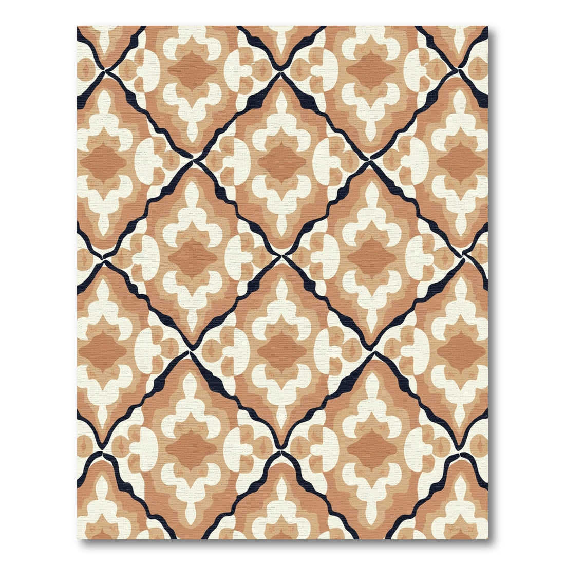Earthy Terracotta Diamond Arabesque Rug