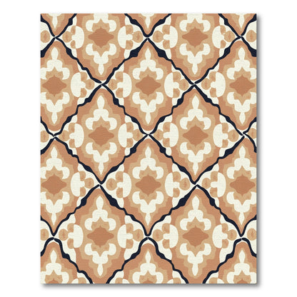 Earthy Terracotta Diamond Arabesque Rug