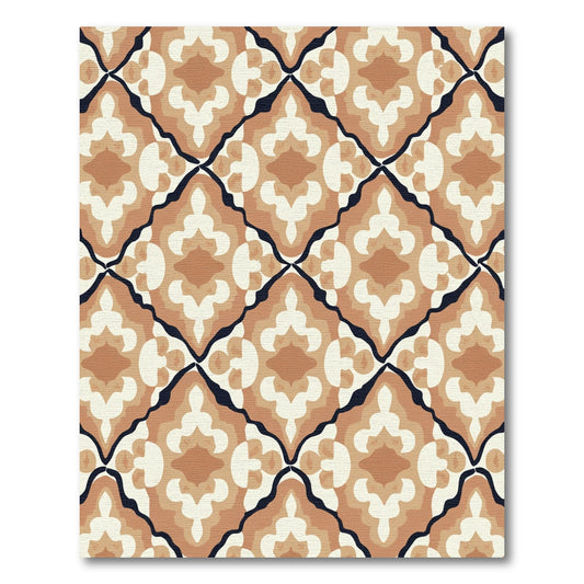 Earthy Terracotta Diamond Arabesque Rug