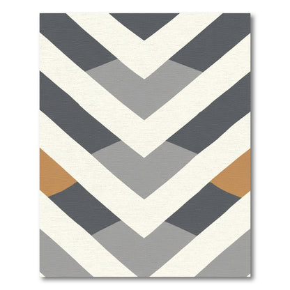 Chevron Gray Gold White Geometric Accents Rug
