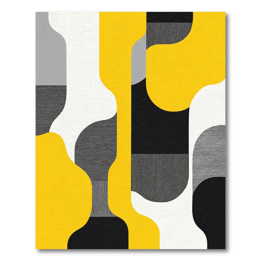 Modern Yellow Abstract Organic Shapes Rug