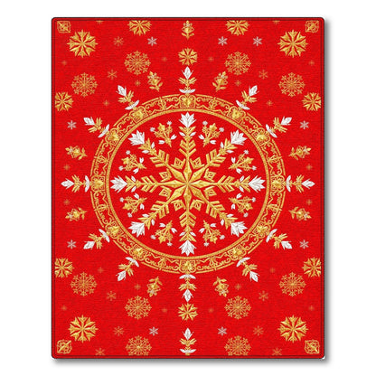 Red Gold Snowflake Medallion Area Rug