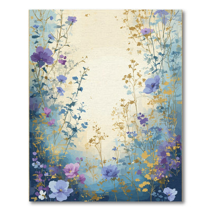 Purple Blue Floral Meadow Vignette Rug
