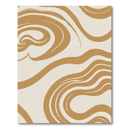 Ochre Swirl Abstract Wave Rug