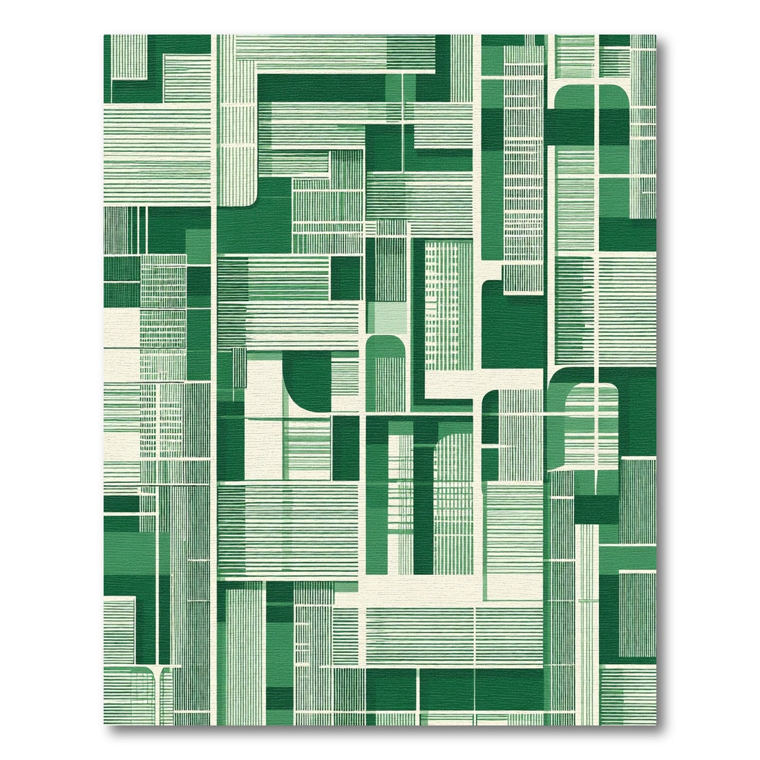 Deep Forest Green Geometric Abstract Rug