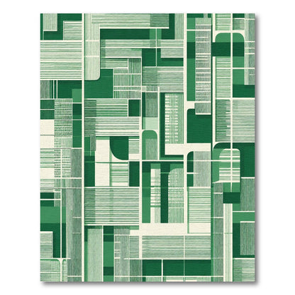 Deep Forest Green Geometric Abstract Rug