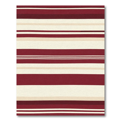Deep Red Cream Stripe Rug