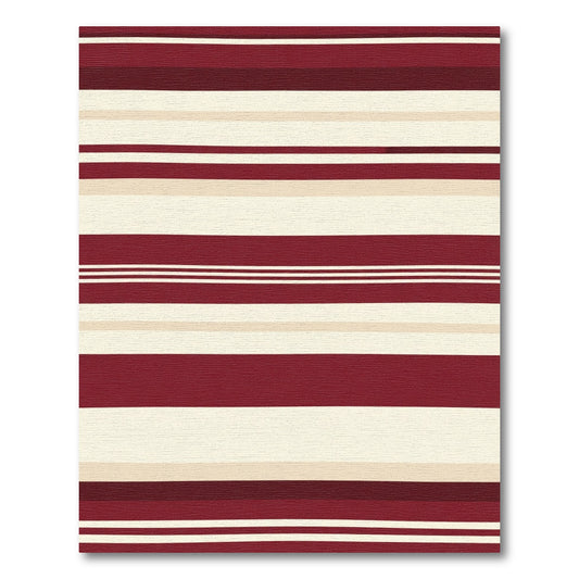 Deep Red Cream Stripe Rug
