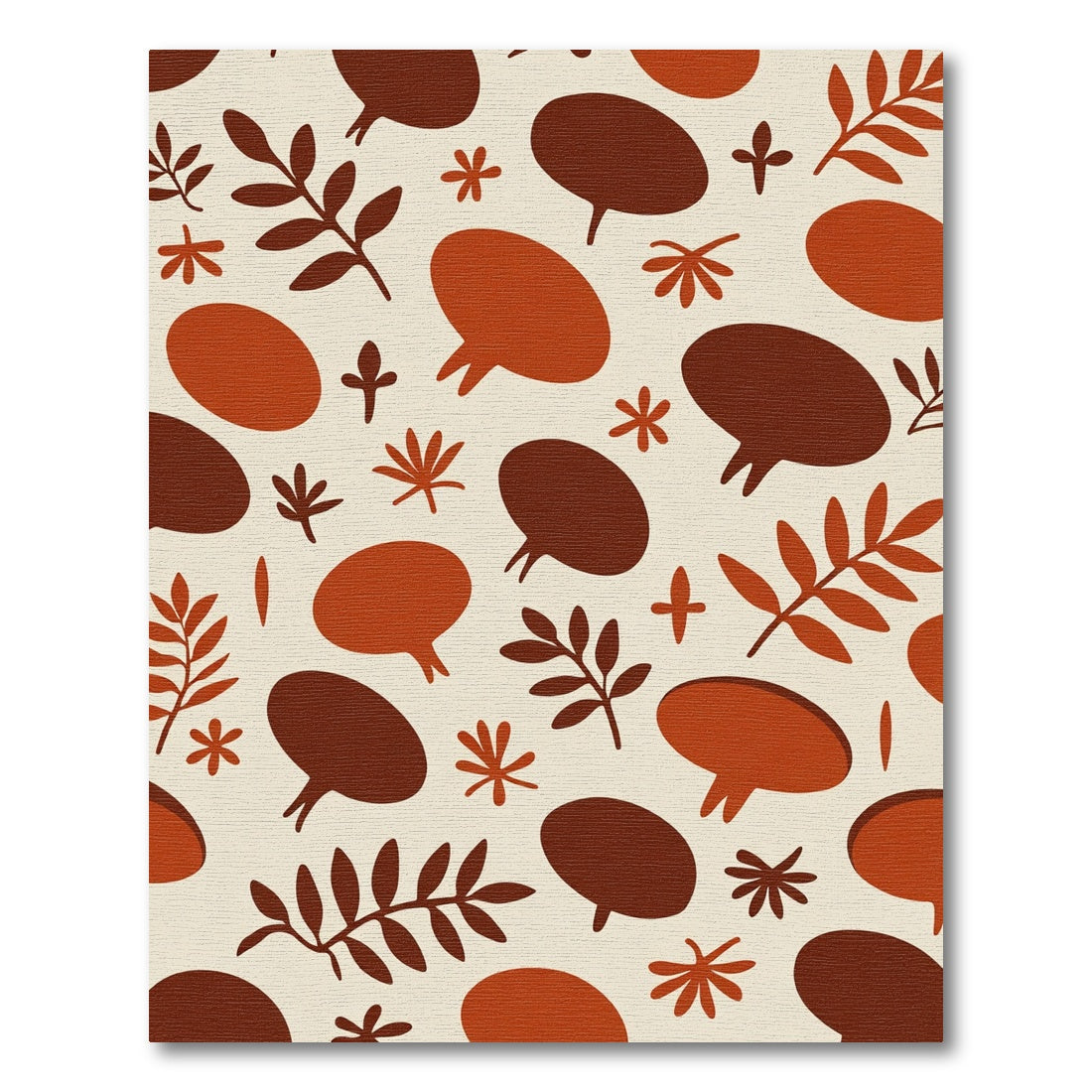 Earthy Autumnal Leaf and Seed Motif Rug