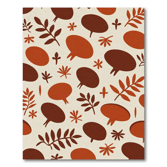 Earthy Autumnal Leaf and Seed Motif Rug