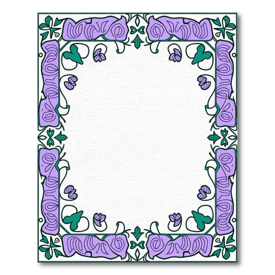 Purple Teal Floral Art Nouveau Border Rug