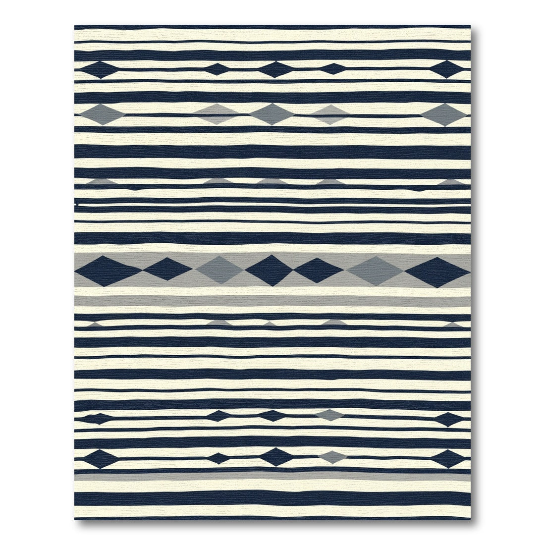 Striped Diamond Geometric Navy Cream Rug