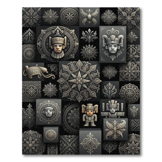 Ornate Tribal Mask Mandala Butterfly Relief Rug