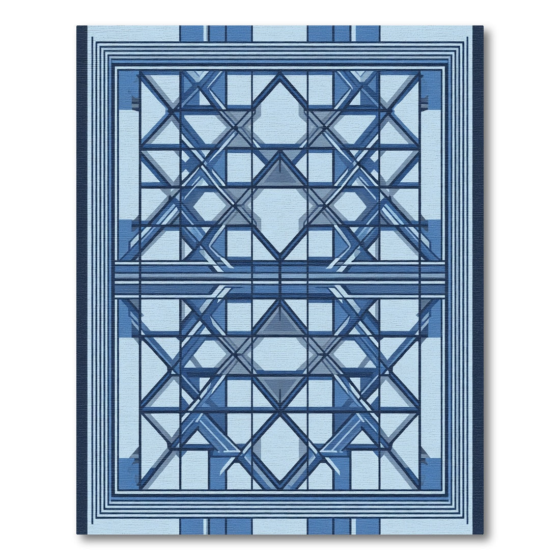 Geometric Blue Architectural Lattice Rug
