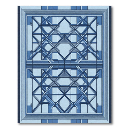 Geometric Blue Architectural Lattice Rug