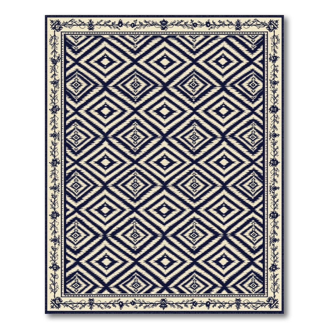 Diamond Navy Blue Geometric Diamond Area Rug