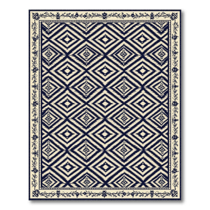 Diamond Navy Blue Geometric Diamond Area Rug