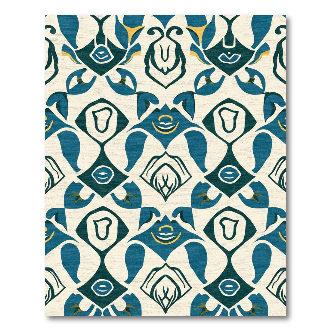 Teal Yellow Abstract Geometric Repeating Rug