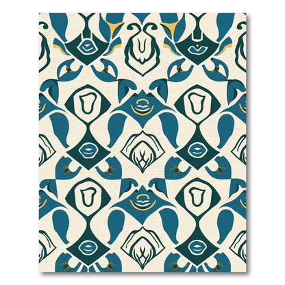 Teal Yellow Abstract Geometric Repeating Rug