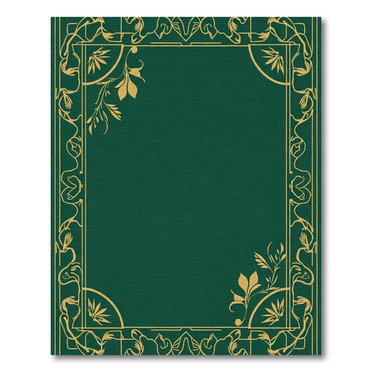 Regal Emerald Gold Floral Frame Rug