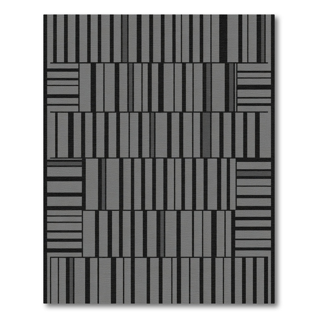 Modern Grey Vertical Bar Composition Rug