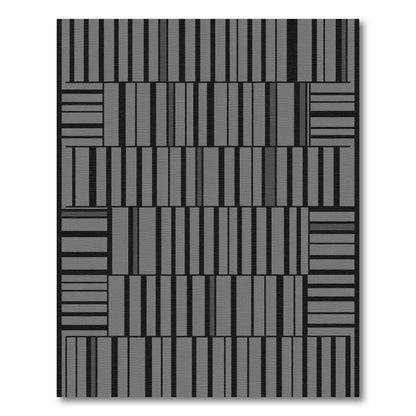 Modern Grey Vertical Bar Composition Rug