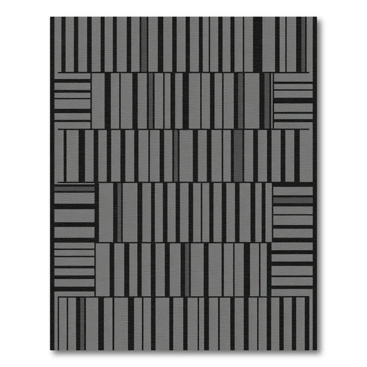 Modern Grey Vertical Bar Composition Rug