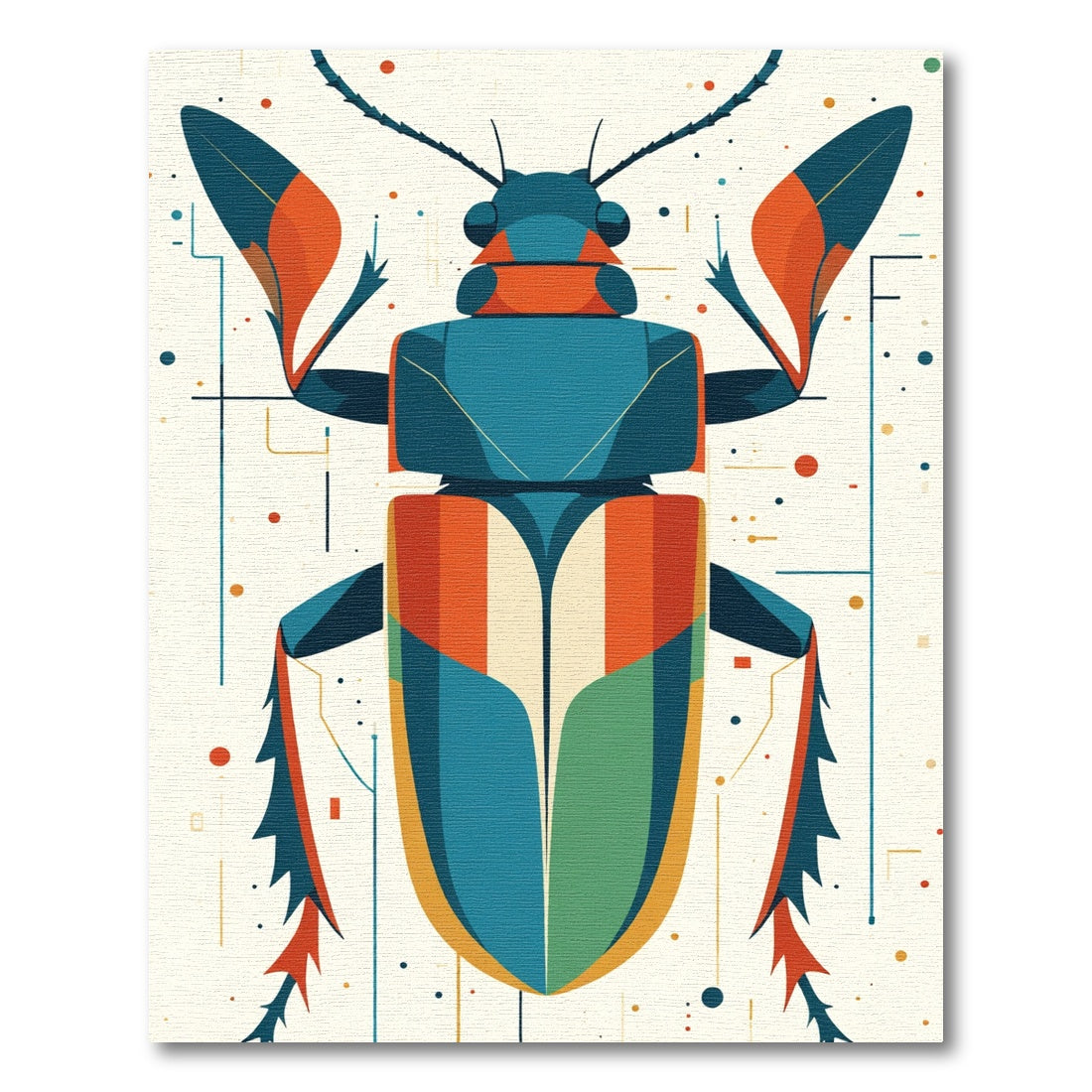 Abstract Geometric Beetle Colorful Stripe Rug