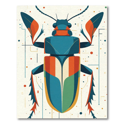 Abstract Geometric Beetle Colorful Stripe Rug
