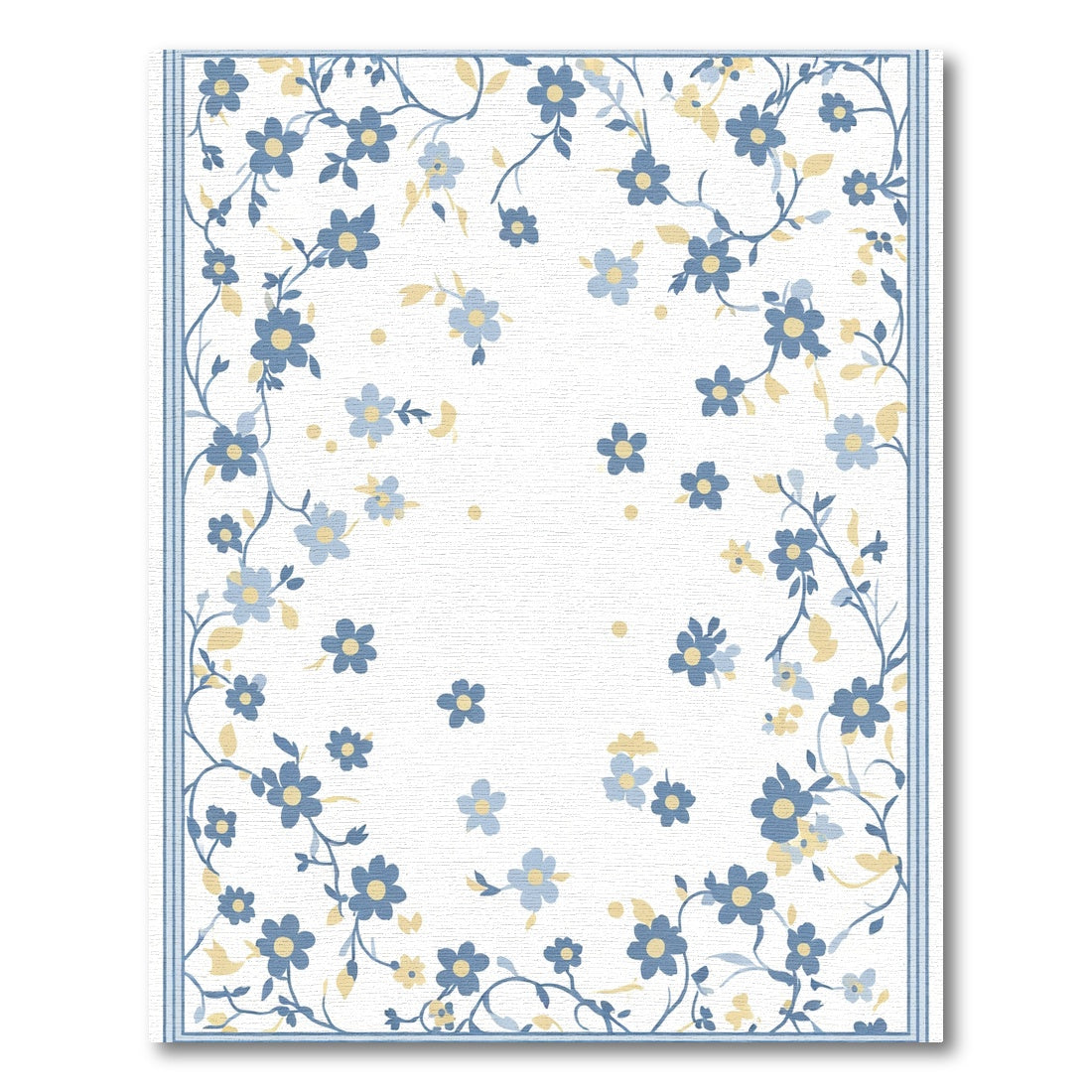 Light Blue Floral Vine Garden Rug
