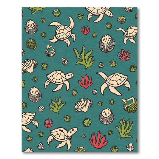 Coastal Turtle Coral Reef Scene Rug