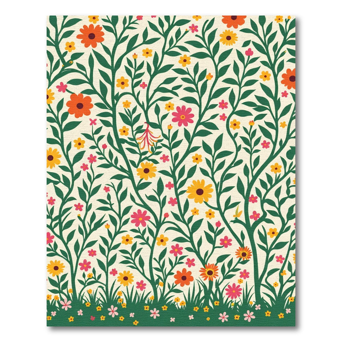 Whimsical Floral Vine Garden Rug