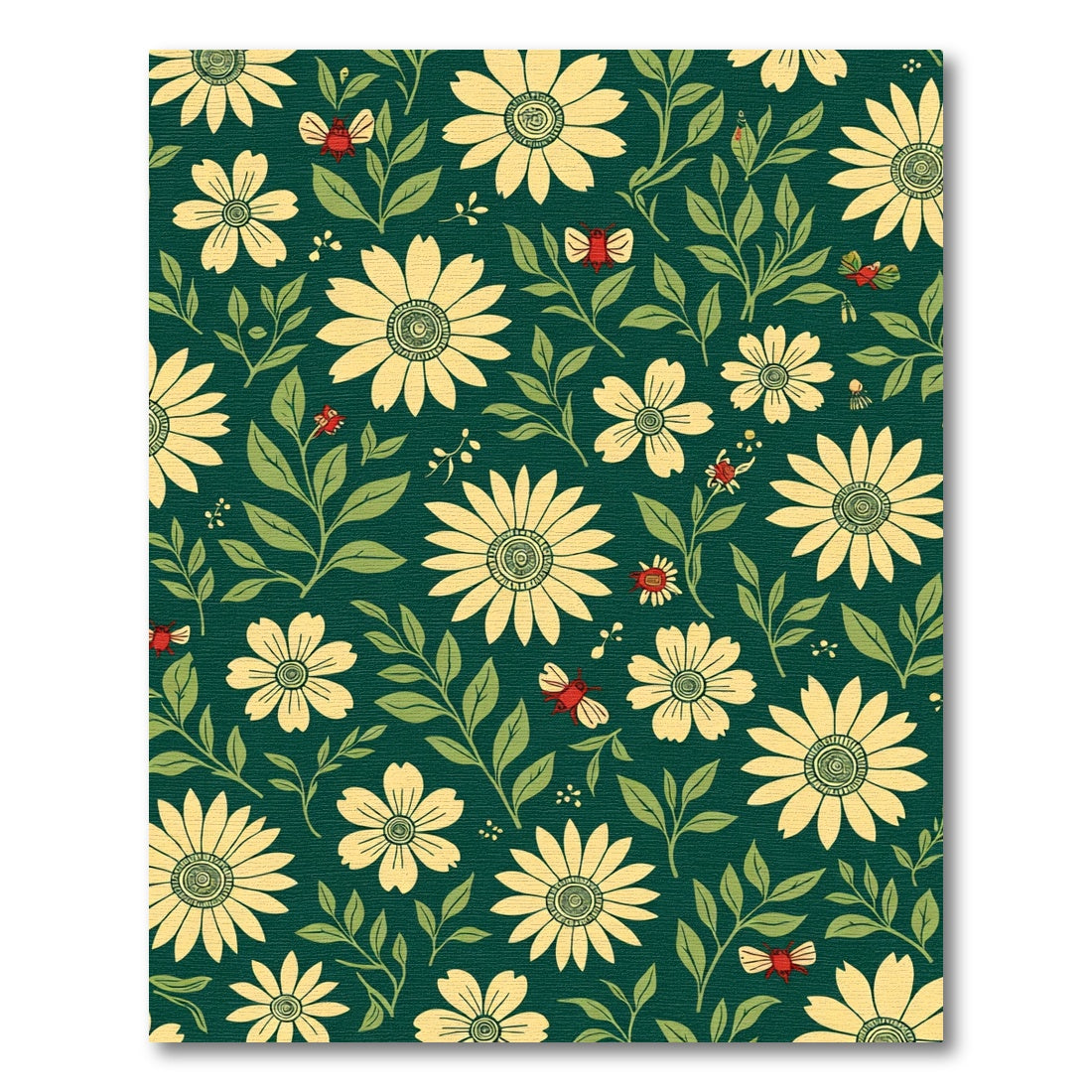Yellow Daisy And Red Bug Garden Rug
