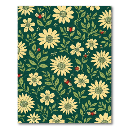Yellow Daisy And Red Bug Garden Rug
