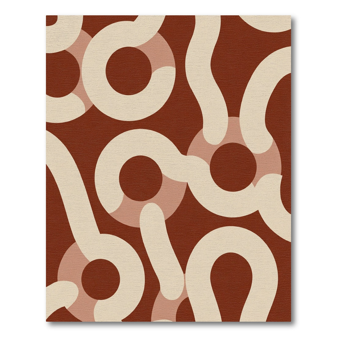 Red Abstract Swirl Geometric Rug