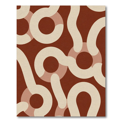 Red Abstract Swirl Geometric Rug