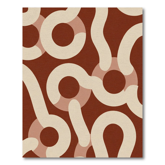 Red Abstract Swirl Geometric Rug