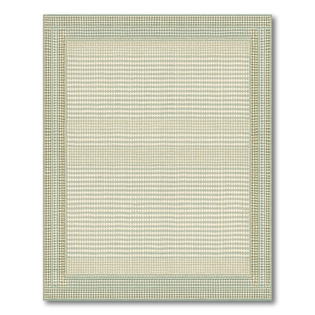 Washable Beige Geometric Border Rug