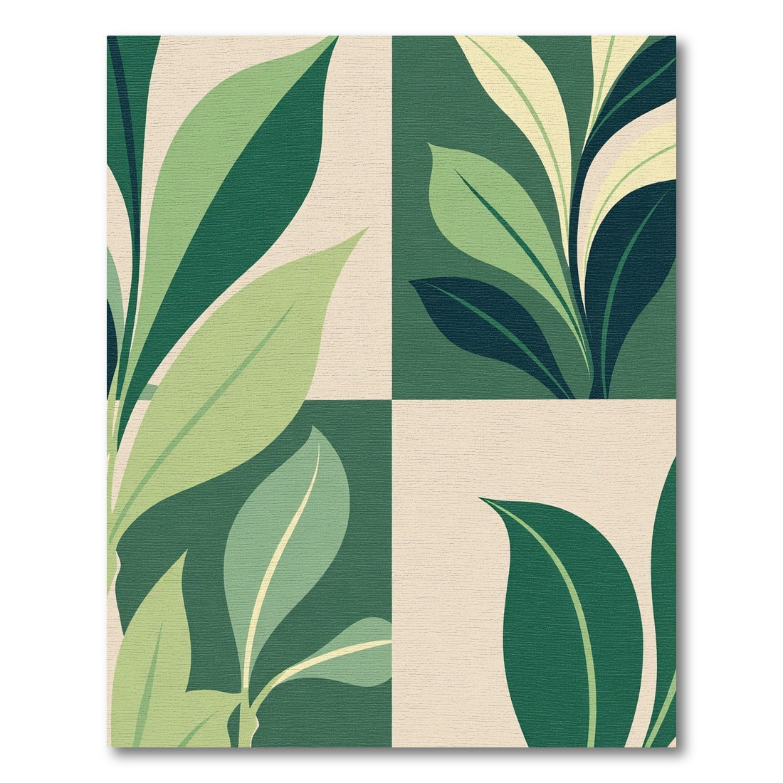 Verdant Leaf Squares Mid Century Modern Rug
