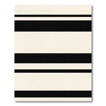 Bold Black Cream Stripe Rug