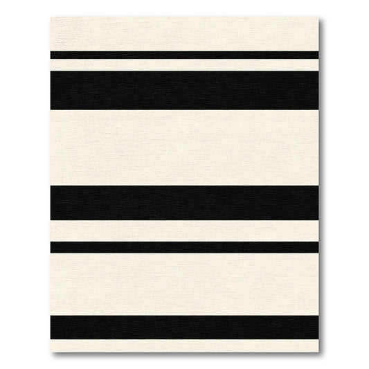 Bold Black Cream Stripe Rug