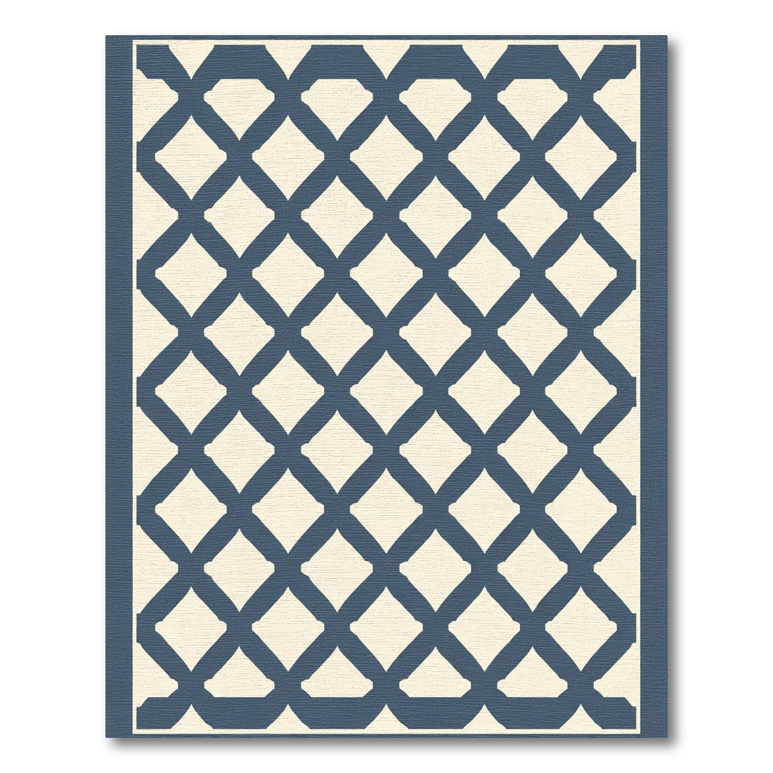 Navy Diamond Lattice Geometric Rug