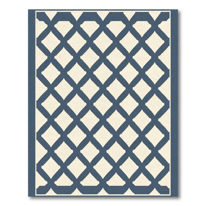 Navy Diamond Lattice Geometric Rug