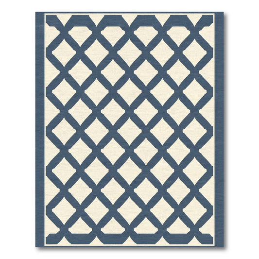 Navy Diamond Lattice Geometric Rug