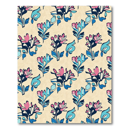 Bold Pink Blue Floral Swirl Rug