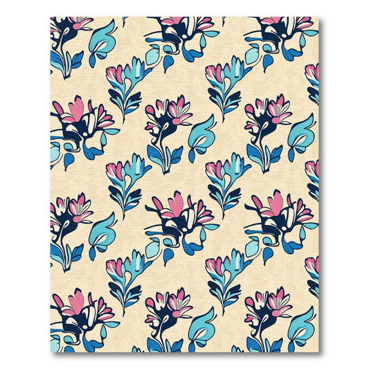 Bold Pink Blue Floral Swirl Rug