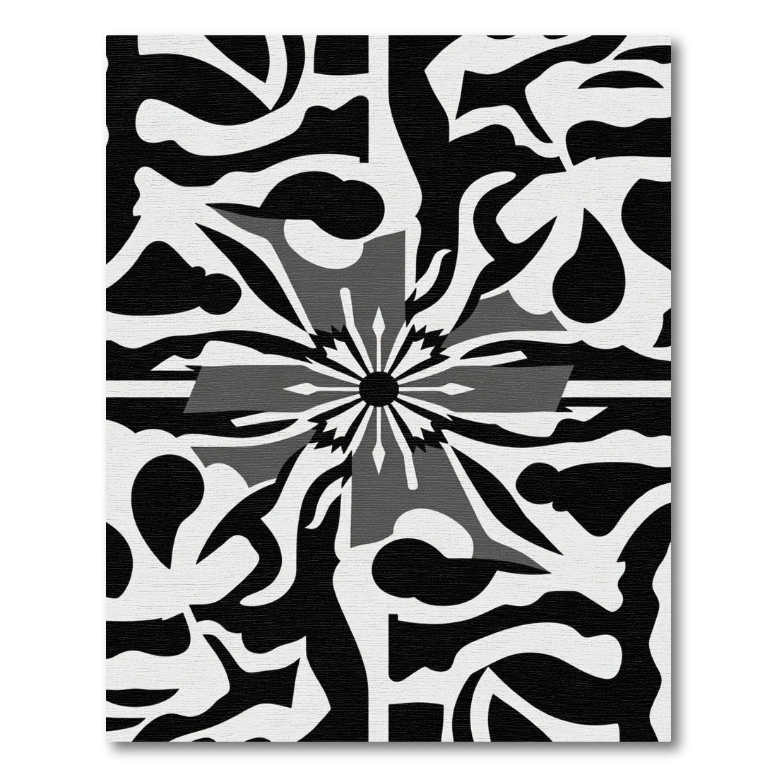 Monochrome Abstract Floral Burst Rug