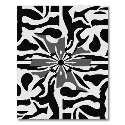 Monochrome Abstract Floral Burst Rug