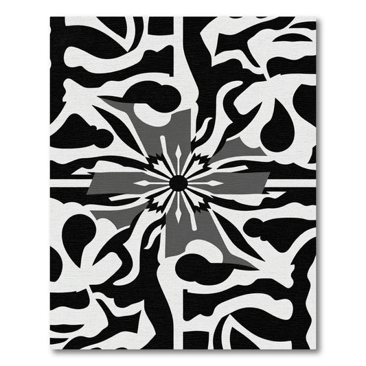Monochrome Abstract Floral Burst Rug