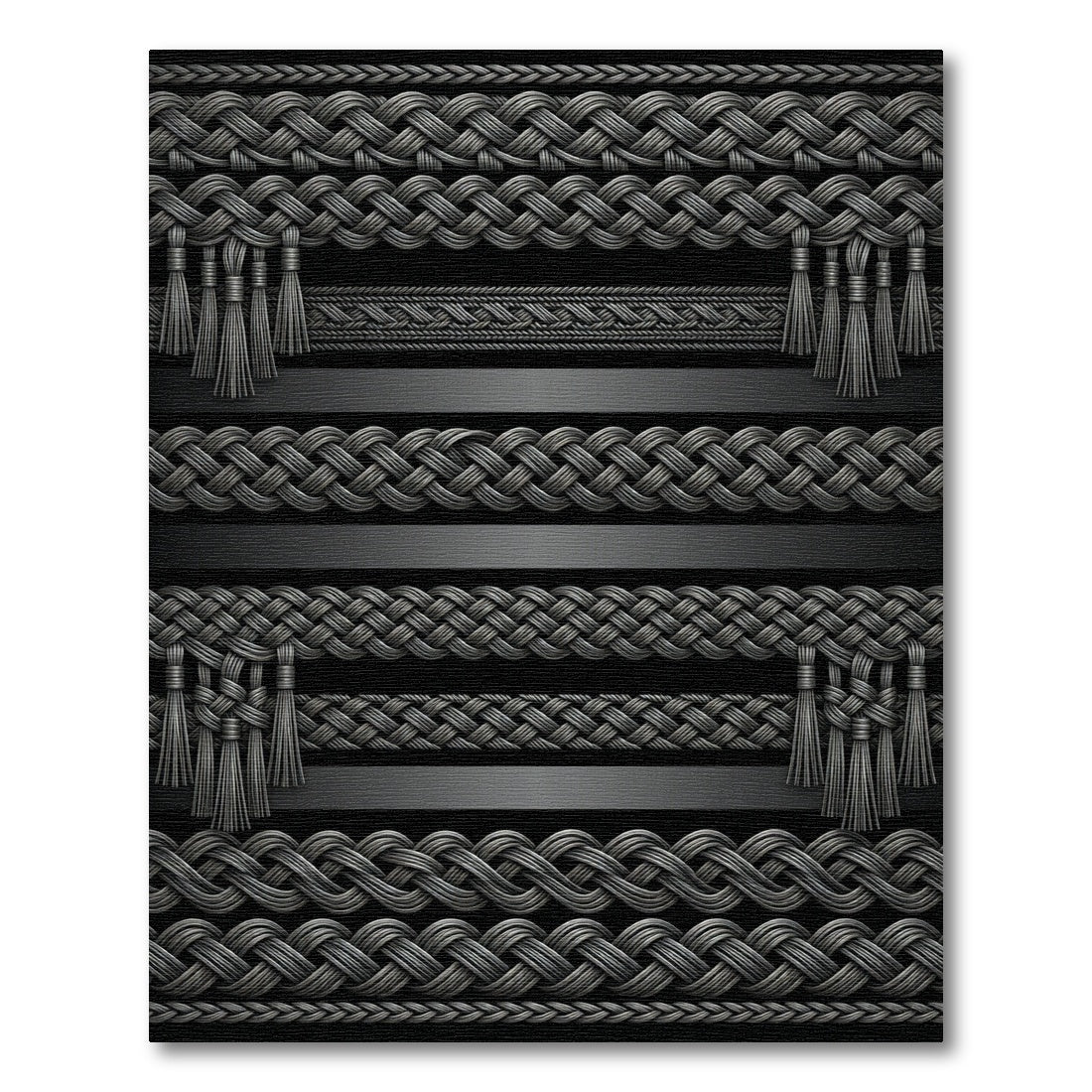 Dark Silver Braided Rope Tassels Rug